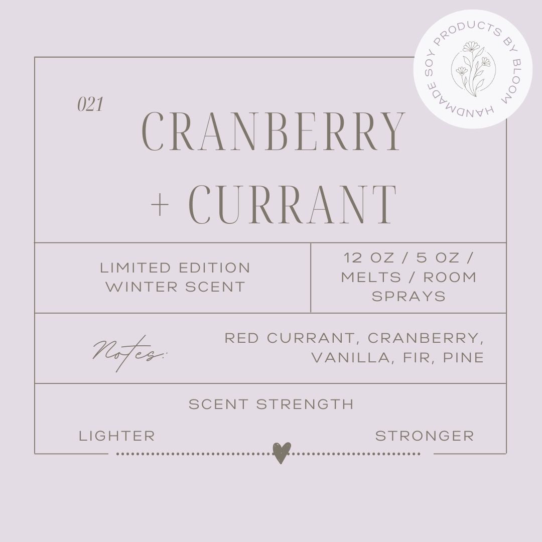 Large Cranberry + Currant Soy Wax Candle