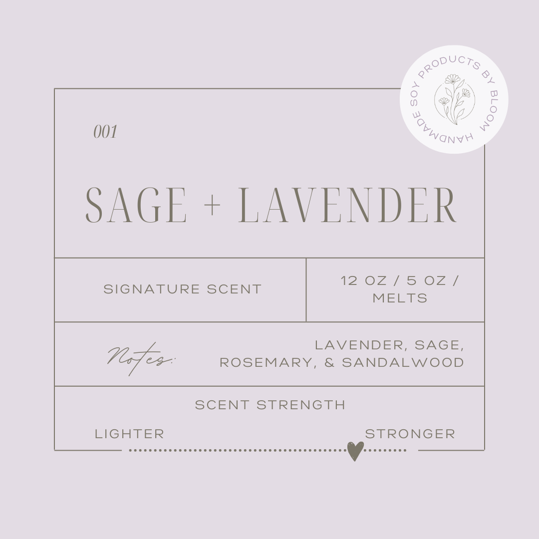 Large Sage + Lavender Soy Wax Candle