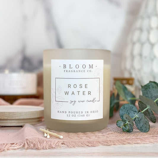 Large Rose Water Soy Wax Candle
