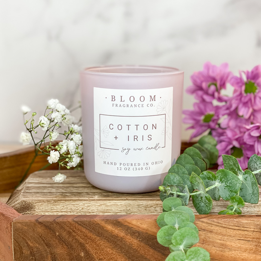 Large Cotton + Iris Soy Wax Candle