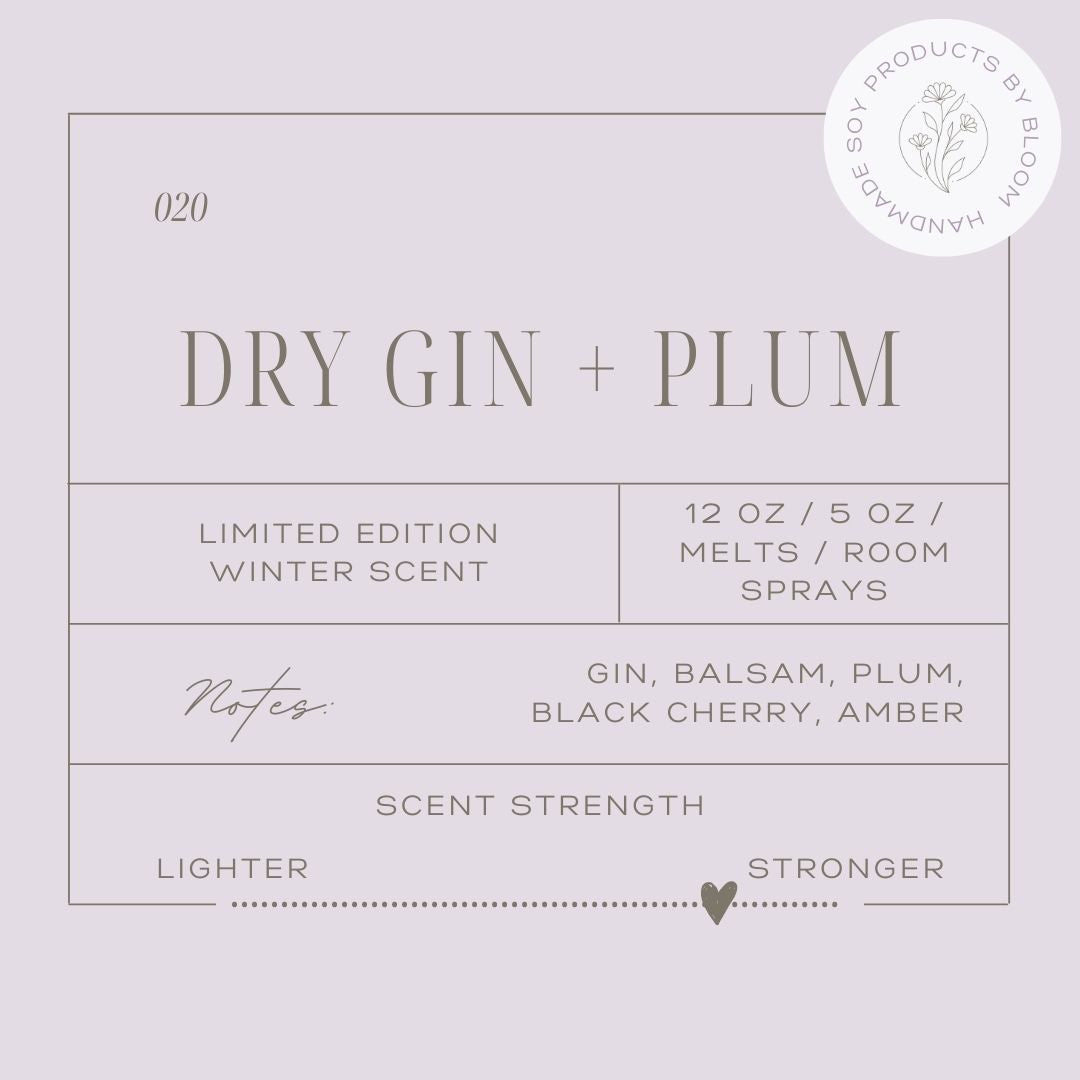 Large Dry Gin + Plum Soy Wax Candle