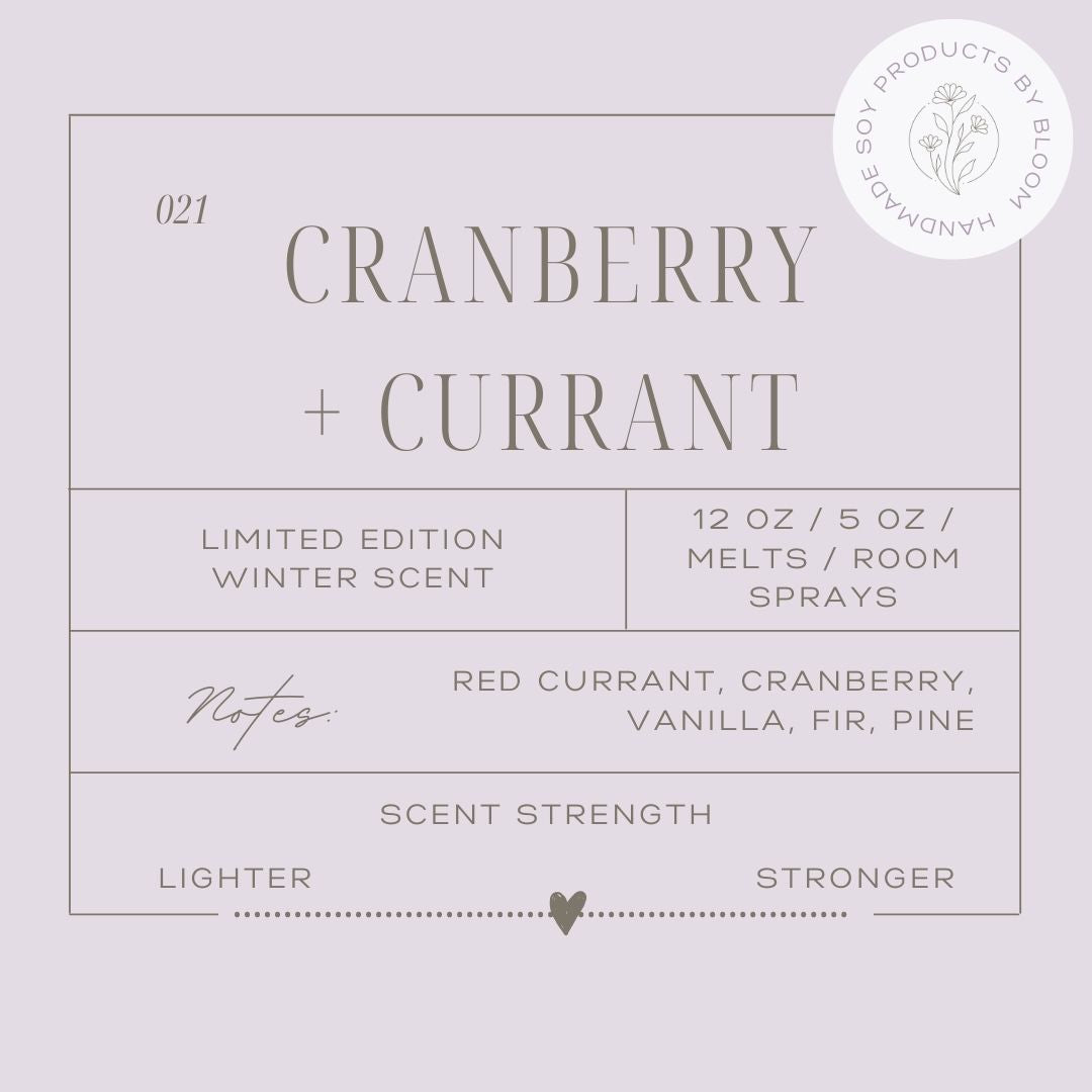 Small Cranberry + Currant Soy Wax Candle