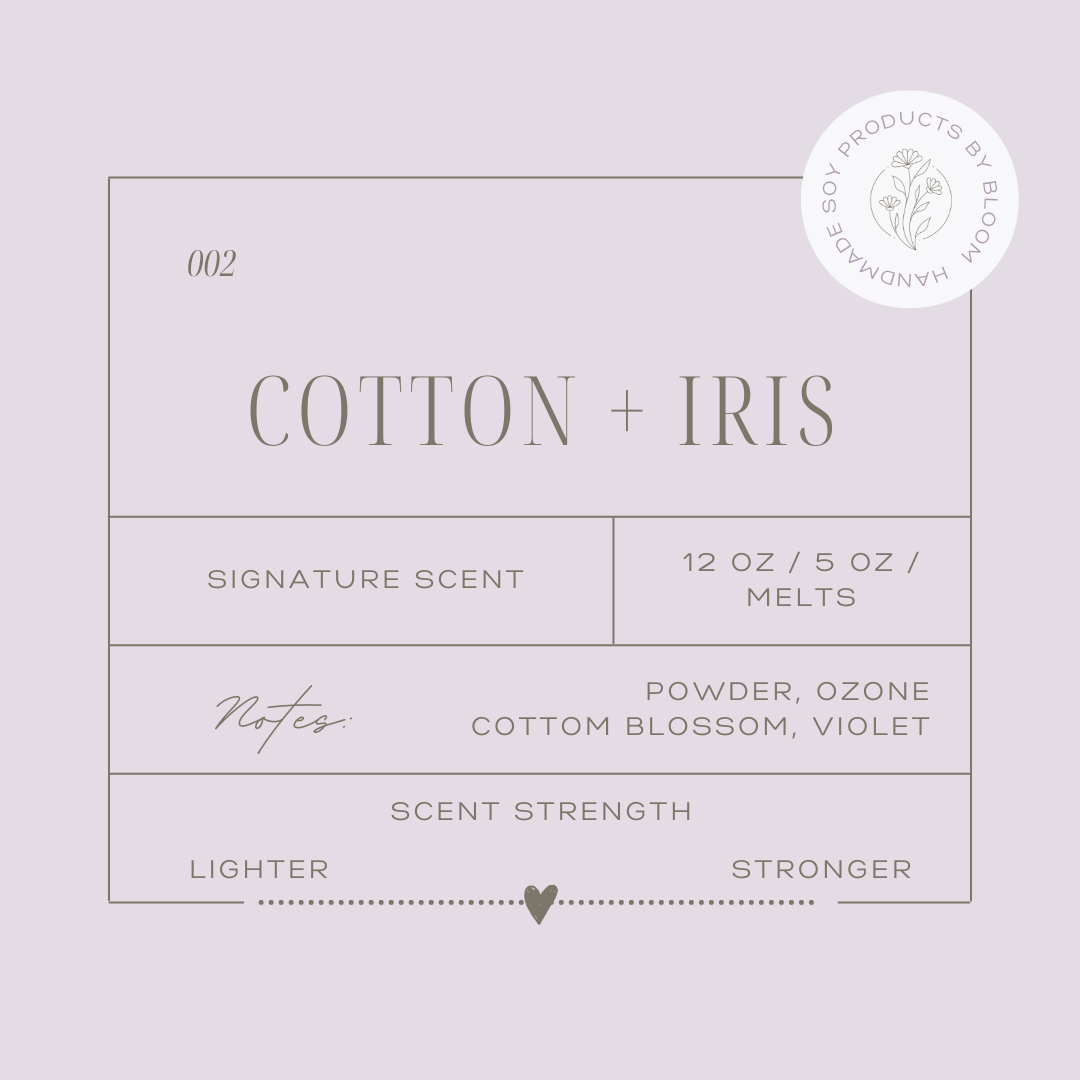 Large Cotton + Iris Soy Wax Candle
